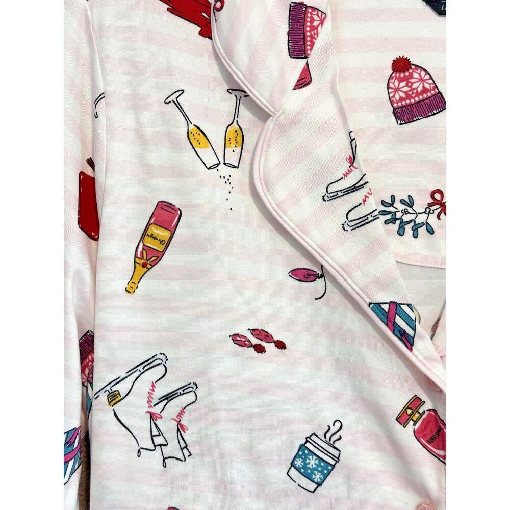 NWT Kate Spade Christmas PJ Pajama Pant 2pc Set Sz Large Long Sleeve Women Pink - Picture 5 of 10